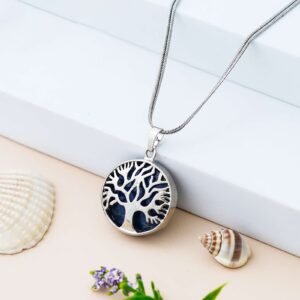Crystal Tree of Life Pendant Simple White crystal Mineral Jewellery for Men Women Pendulum Necklace Family Tree Necklace Tree of Life Gemstone Blue Lapis
