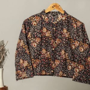 Handmade Block Print Cotton for Women ? Ethnic Floral Printed Top with Long Sleeves