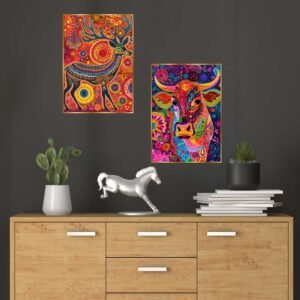 Set of Two Wall Paintings for Wall Dacoration Golden Framed Wall Paintings for Living Room & Bedroom Wall Art for Home Decoration & Office Wall Décor (14x11 inch CH-GD2-8)